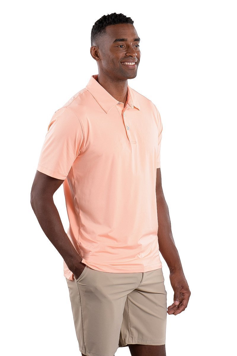 Men's Golf Top | Toby Polo In Ares Coral - Comfort Fit | Covel